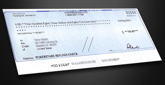 PokerStars Refund Check